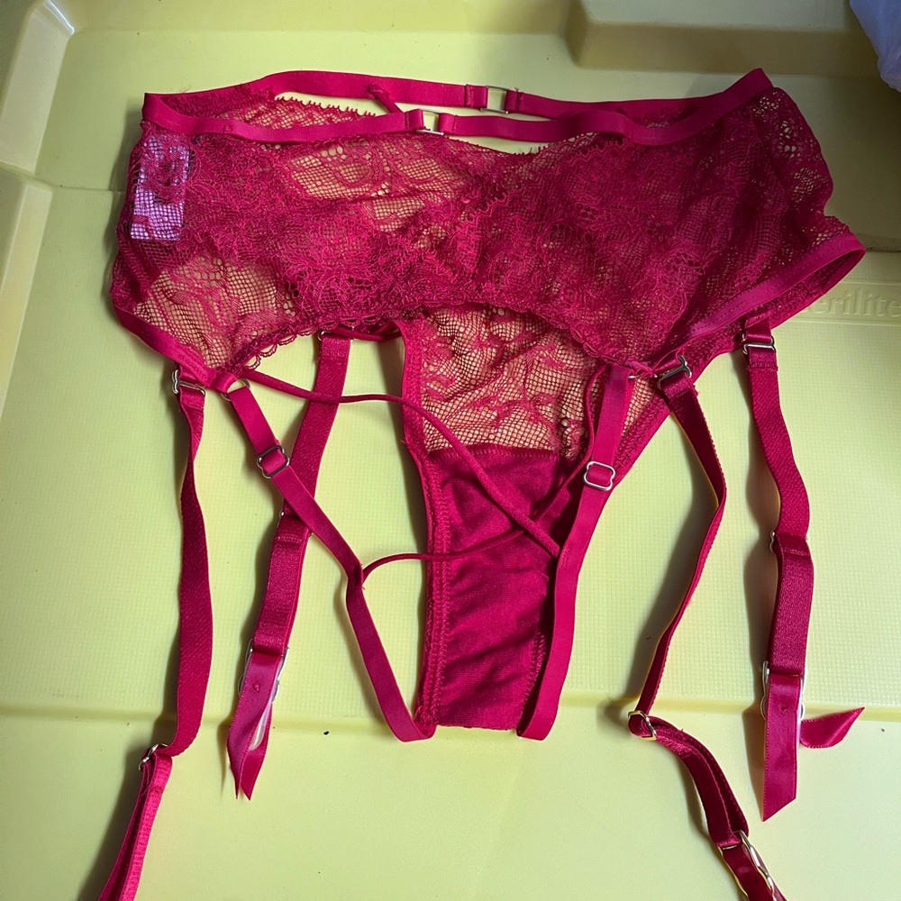 Victoria's Secret Pink Lace Garter Set
